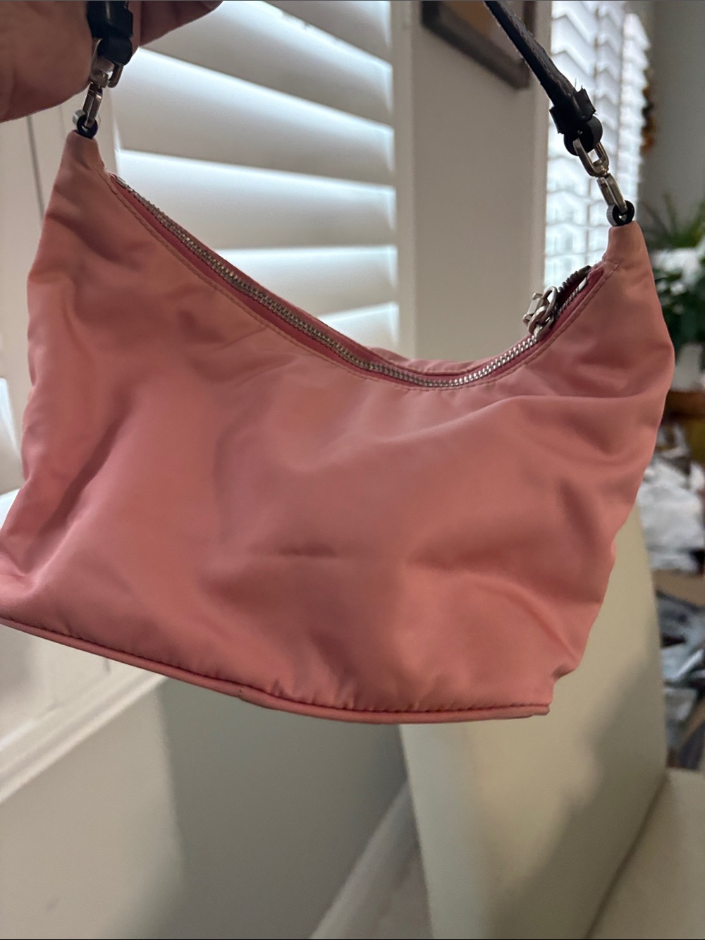 Prada Coral Pink Nylon Shoulder Bag with Leather Handle - Picture 7 of 14